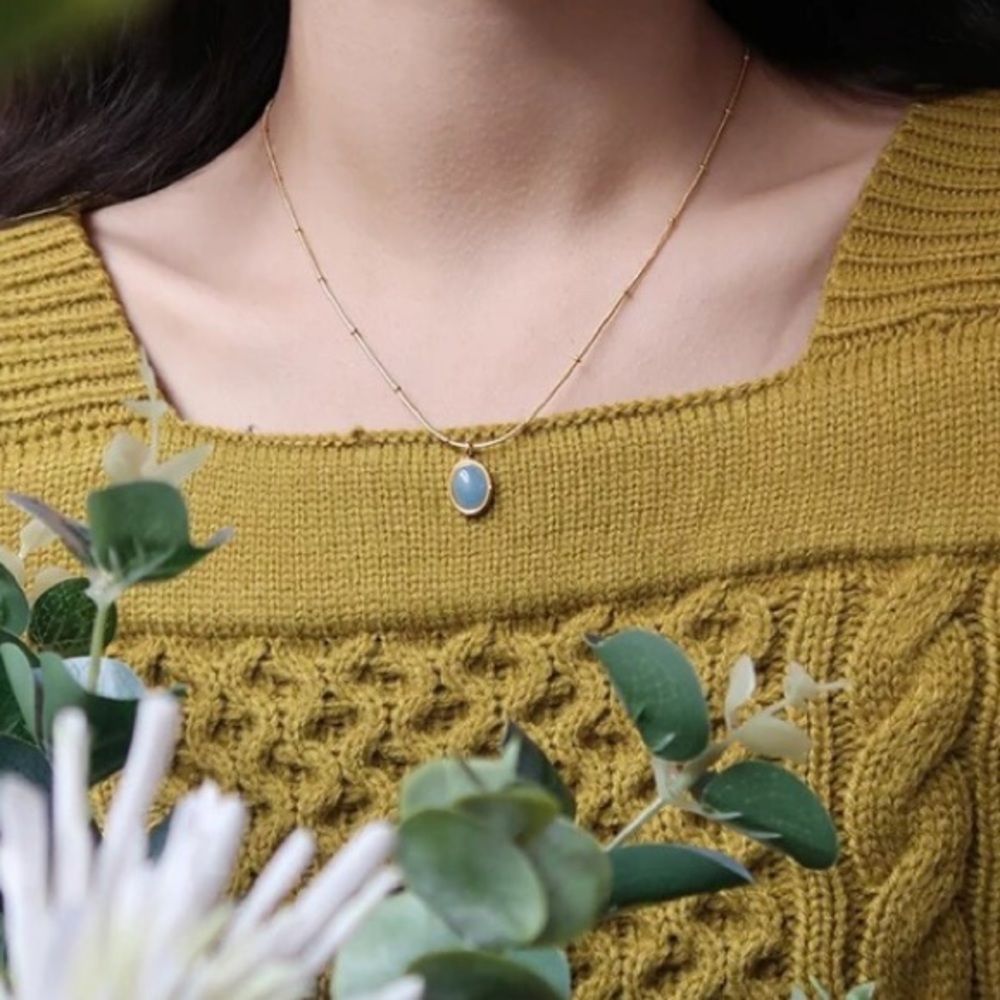 Oval gemstone 💎 necklace - Picture 2 of 8